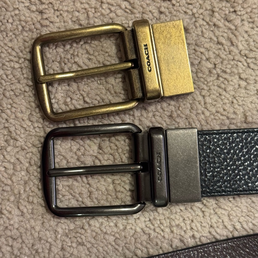 Coach Men's Belt Set in Chrome and Gold buckles - Picture 1 of 4
